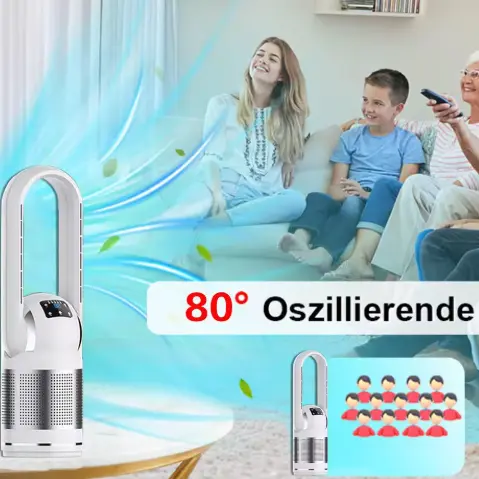 Multifunctional Smart Home HEPA Filter Aeris Purificans cum Bladeless Heater et Cooler Fan